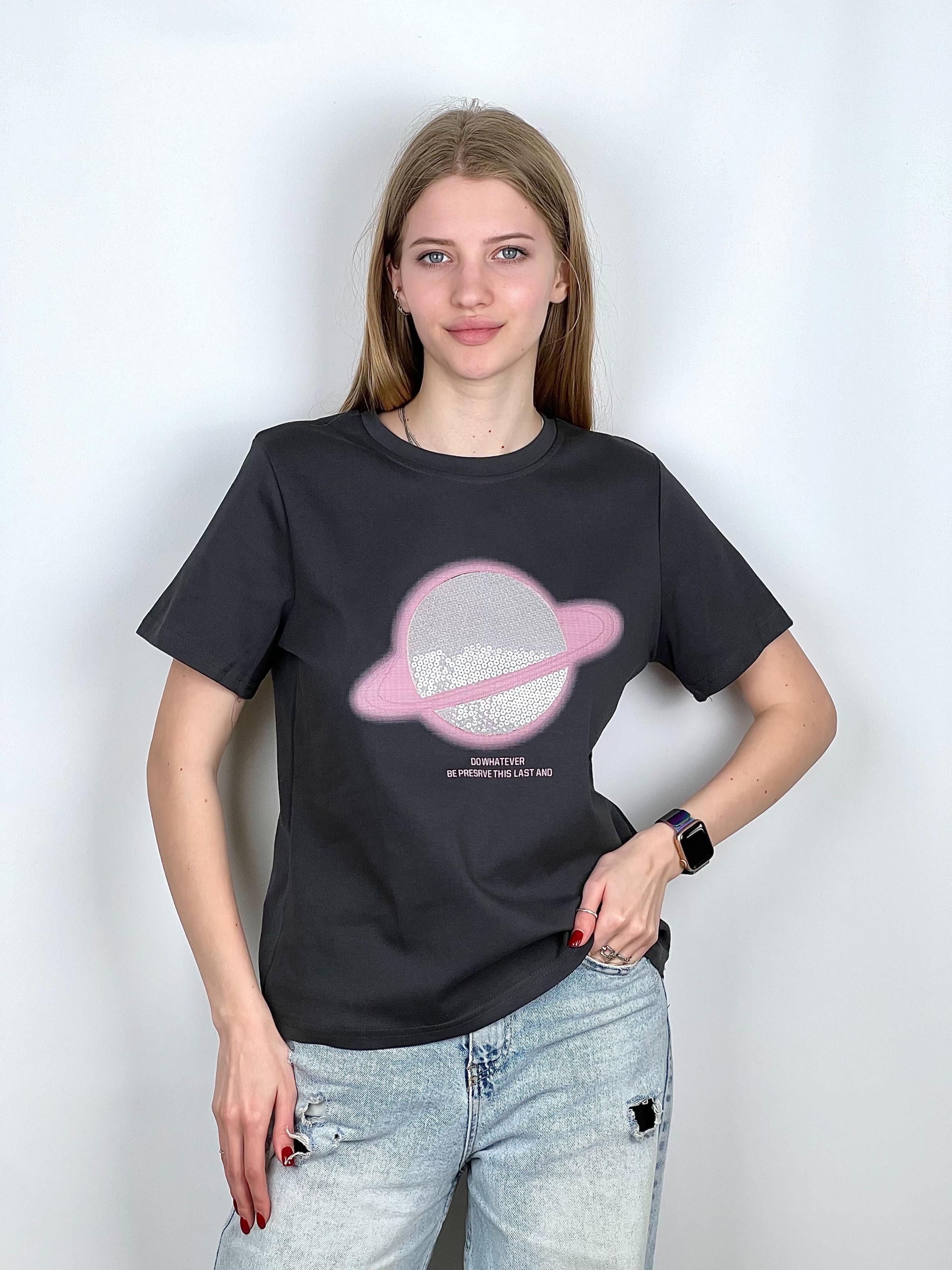 Футболка женская Сатурн OS Черный (#2663)