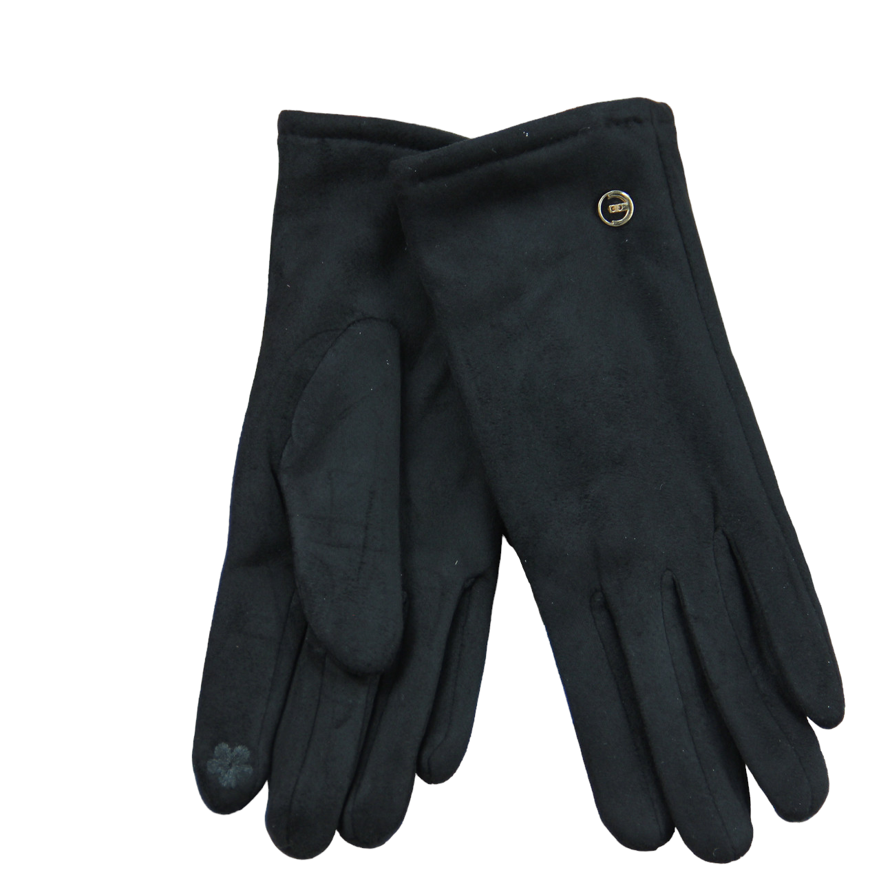 Перчатки женские сенсорные велюровые на меху с пуговицей M-L (33967)
