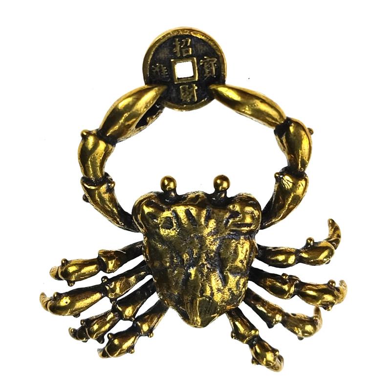 Статуэтка Краб с монетой латунь 5х12х8 см Желтый (C5500)