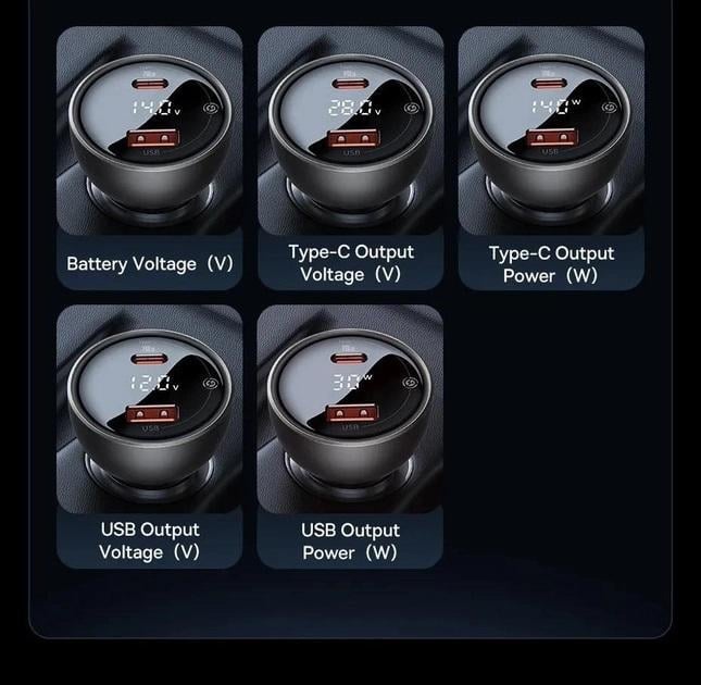 Зарядний пристрій автомобільний BASEUS Digital Display 140W USB Type-C Type-C to Type-C 240W 1 м Black (15303909) - фото 11 Зарядний пристрій автомобільний BASEUS Digital Display 140W USB Type-C Type-C to Type-C 240W 1 м Black (15303909) - фото 11