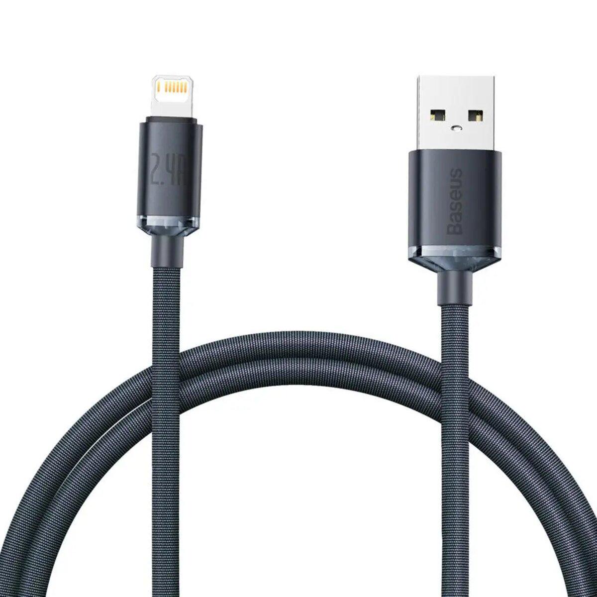 Кабель Baseus Crystal Shine Series Fast Charging Data Cable USB/iP 2,4 A 1,2 м Black - фото 1