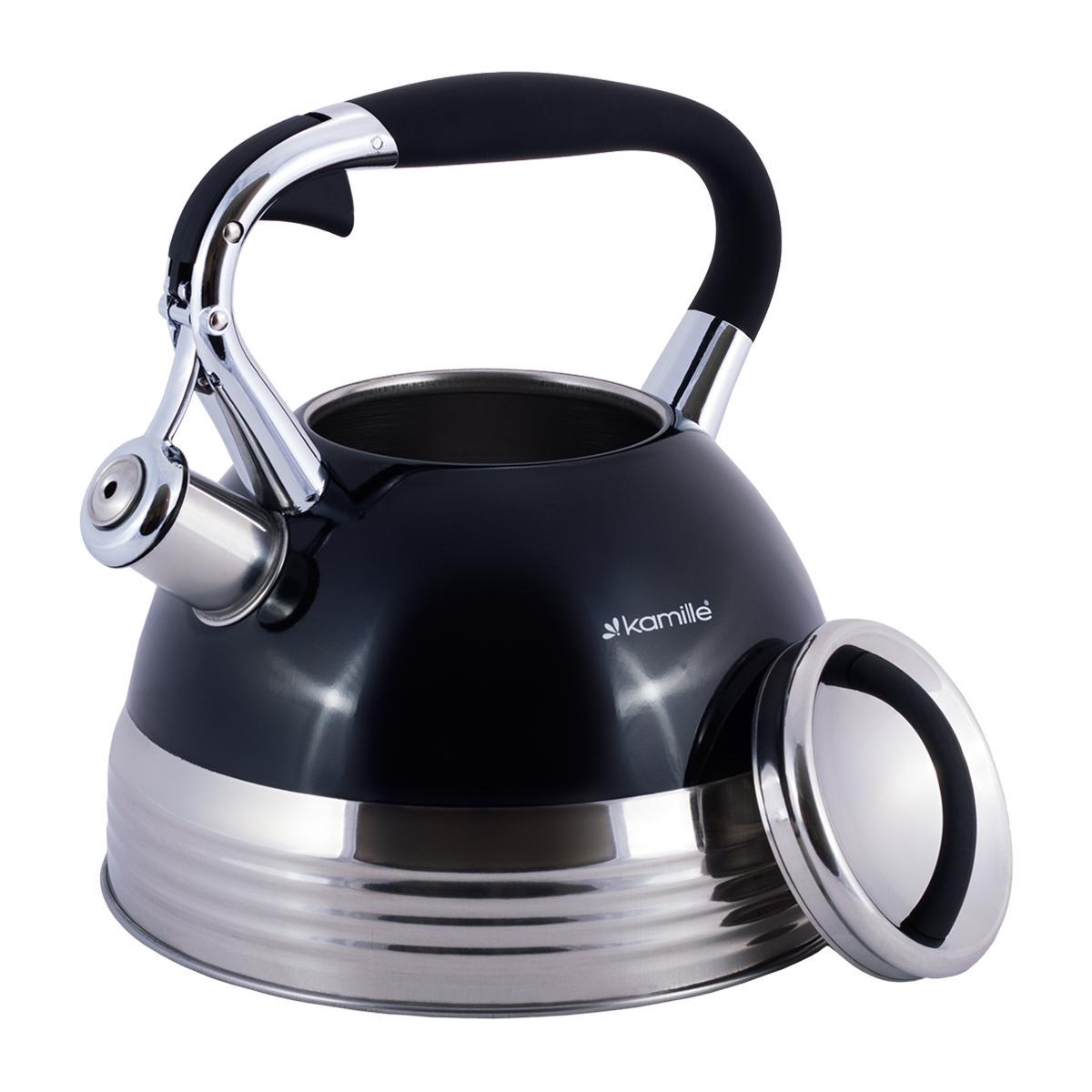 Чайник Kamille со свистком из нержавеющей стали 2,7 л Черный (14880116) - фото 2 Чайник Kamille со свистком из нержавеющей стали 2,7 л Черный (14880116) - фото 2