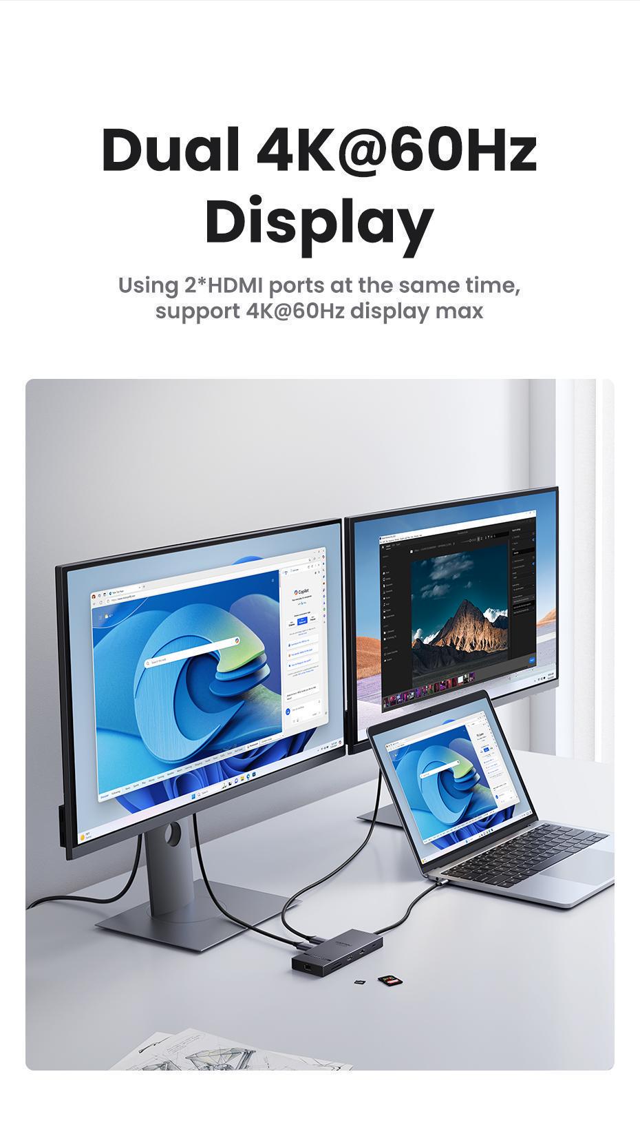 Док-станція USB-C Ugreen 30 100 10 Сірий (45366) - фото 5 Док-станція USB-C Ugreen 30 100 10 Сірий (45366) - фото 5