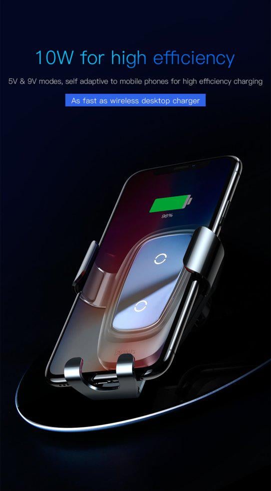 Автомобильное зарядное устройство Baseus WXYL-B0A Metal Wireless Charger Gravity Car Mount Black (WXYL-B0A) - фото 10 Автомобильное зарядное устройство Baseus WXYL-B0A Metal Wireless Charger Gravity Car Mount Black (WXYL-B0A) - фото 10