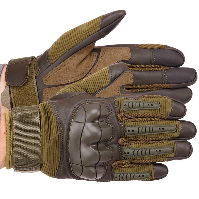 Перчатки армейские SP-Sport с закрытыми пальцами XL Оливковый (BC-8797)