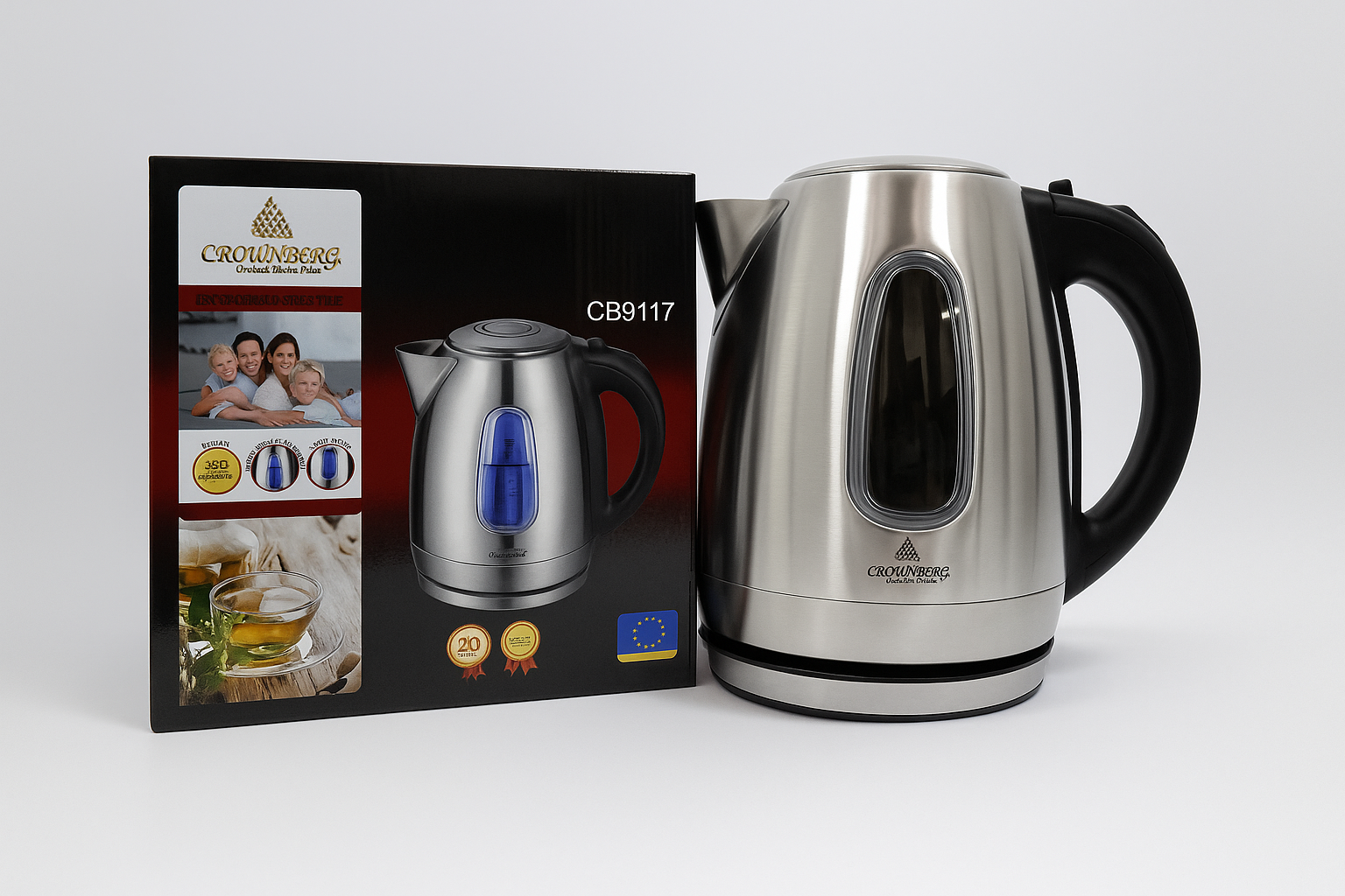 Электрочайник Crownberg CB9117 дисковый 1,7 л Серебристый (ML-04666)