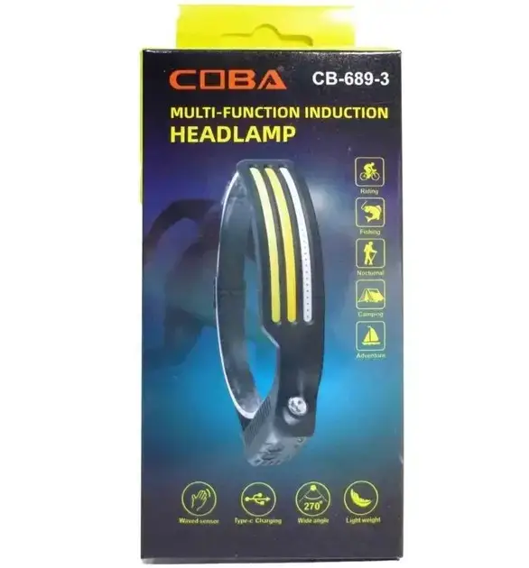 Фонарь налобный COBA CB-689-3 с сенсором движения (CB-689-3) - фото 10 Фонарь налобный COBA CB-689-3 с сенсором движения (CB-689-3) - фото 10