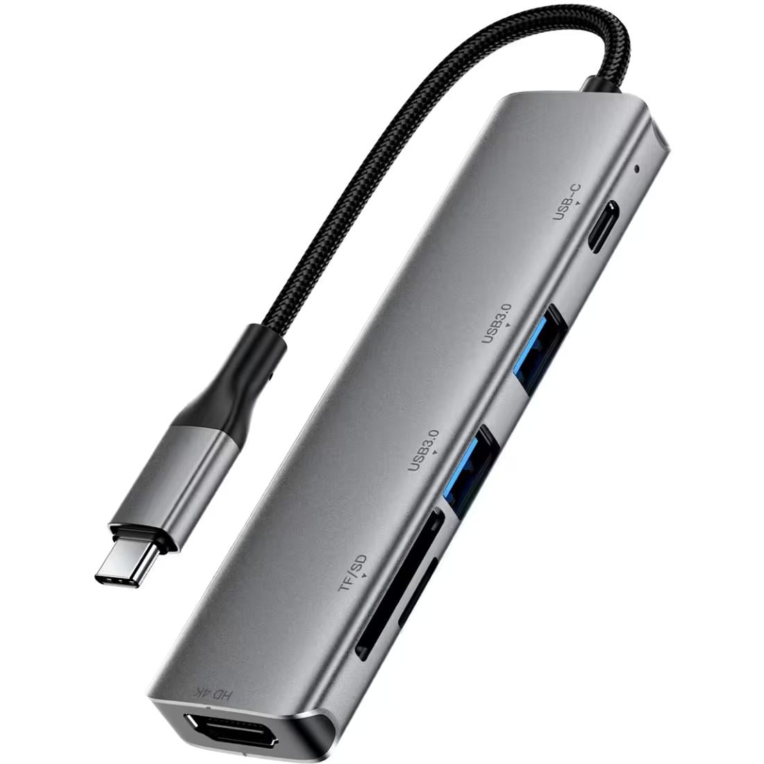 USB-хаб Acefast J18 6в1 USB3.0 Type-C to HDMI4K 60Hz/2xUSB-A 3.0/TF/SD/USB-C 90W Hub Grey (6974316285939)