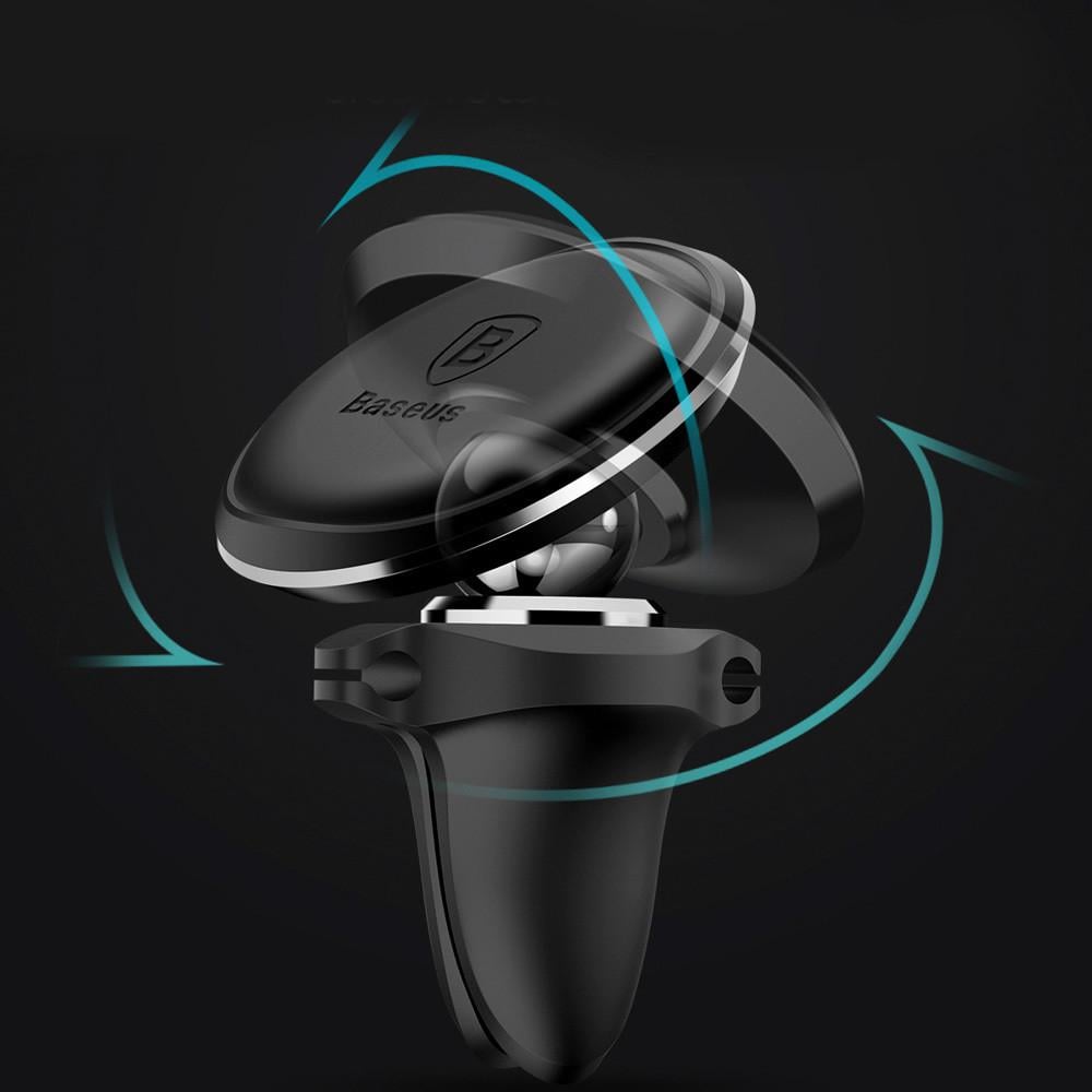 Автотримач магнітний Baseus Magnetic Air Vent Car Mount для телефону Сріблястий (SUGX-A0S) - фото 9