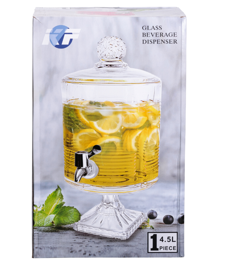 Лимонадниця скляна Style на квадратній ніжці 4,5 л Прозорий - фото 8
