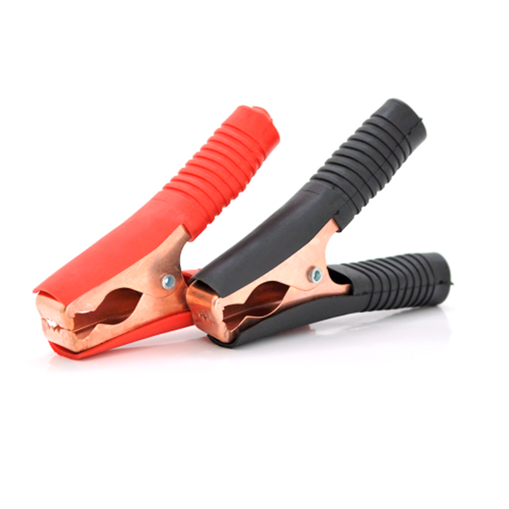 Набор аккумуляторных зажимов крокодилы 100А резиновый кожух рифленый 130 мм Черный/Красный (YUT_V7027)