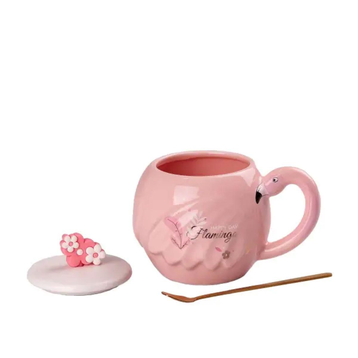 Чашка порцелянова Фламінго з кришкою і ложкою 500 мл (HPCY8276FM) - фото 2 Чашка порцелянова Фламінго з кришкою і ложкою 500 мл (HPCY8276FM) - фото 2