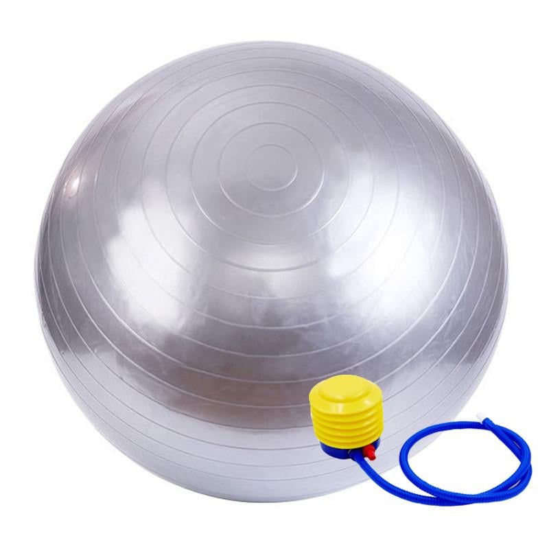 М'яч фітбол для пілатесу фітнесу та йоги Feel Fit з насосом 55 см Сірий