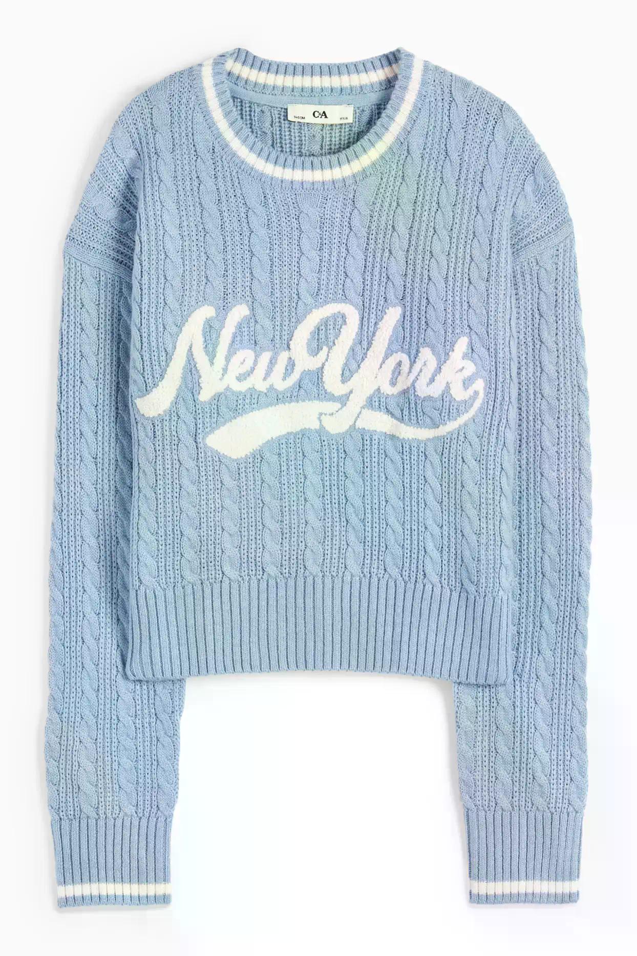 Светр в'язаний для дівчинки C&A 128 см Блакитний (25082735)