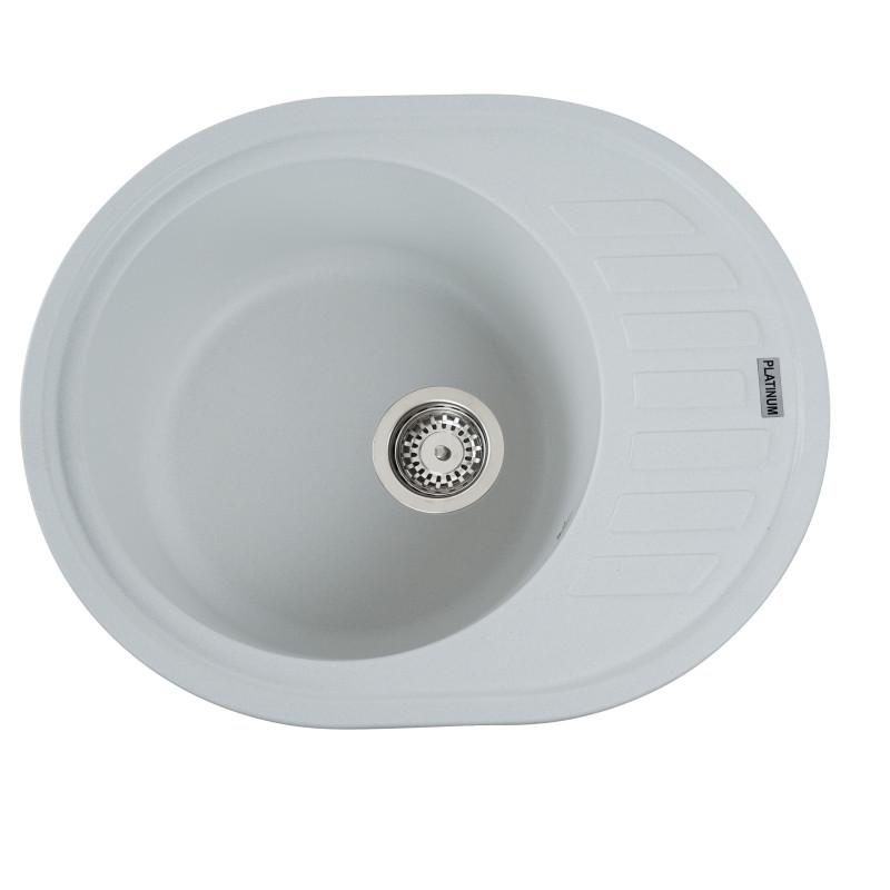Мойка для кухни гранитная Platinum 6250 Soul Белоснежный матовый