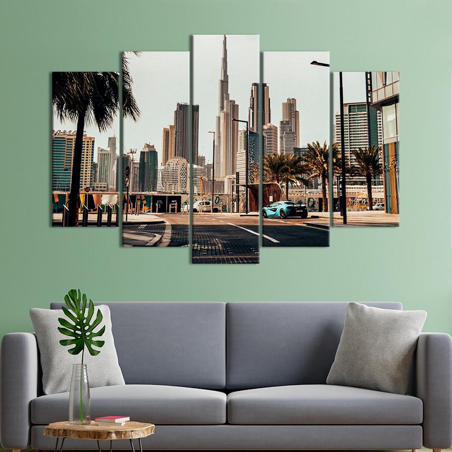 Картина город Небоскрёбы в городе Дубай 187x119 см (A649-5)
