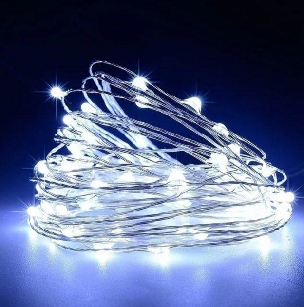 Гирлянда роса USB медный провод 30LED 3 м Холодный белый