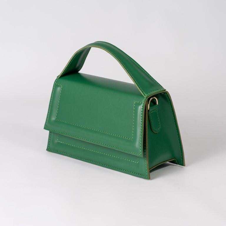 Сумка женская XENIA № 17-24 кросс-боди из гладкой экокожи Зеленый - фото 2