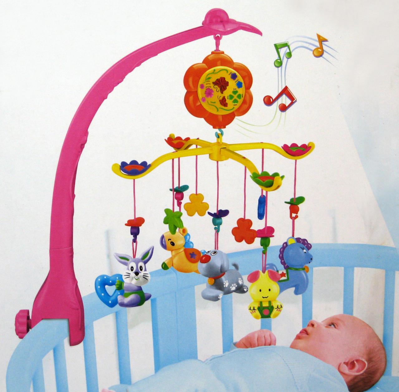Мобиль на кроватку 602-6 на батарейках 80 мелодий 6 колыбельных песенок