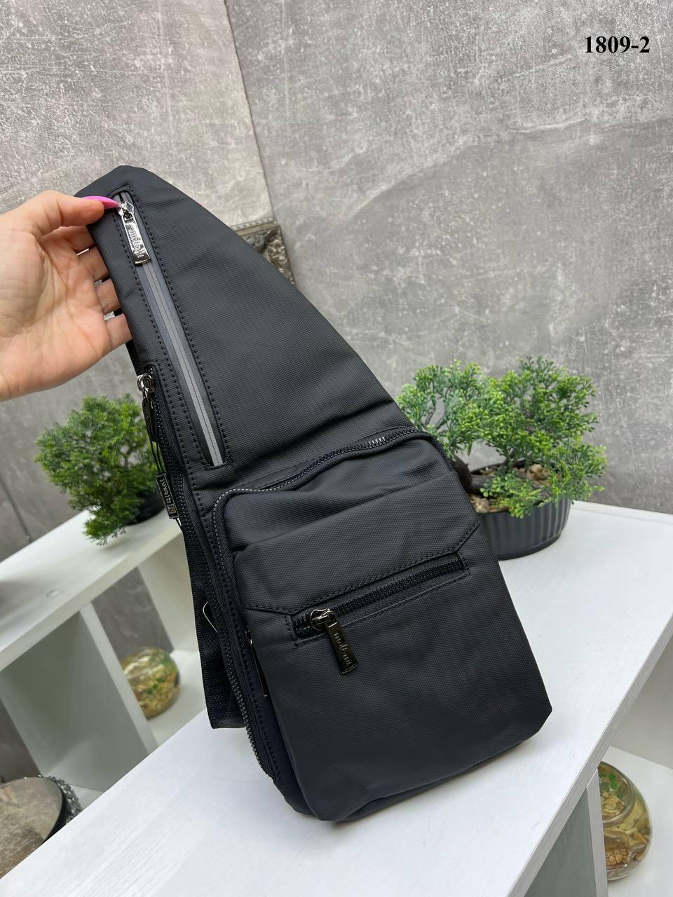 Сумка через плечо мужской слинг из водоотталкивающей ткани 18х42 Черный - фото 3