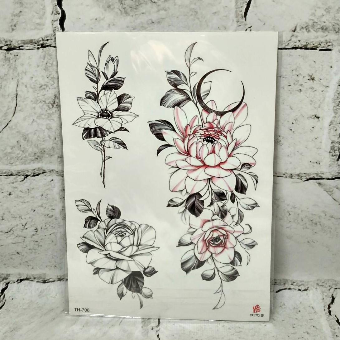 Тимчасові тату Квіти лист 21х15 см (TH-708)