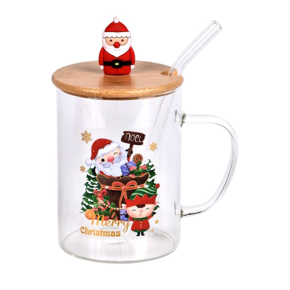 Чашка с крышкой и трубочкой Christmas Miracle R100353 450 мл Прозрачный (29596845)