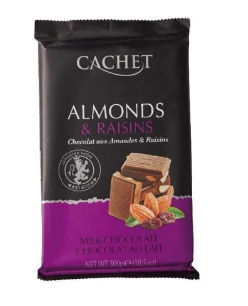 Шоколад молочный Cachet Milk Chocolate Almonds&Raisins 300 г