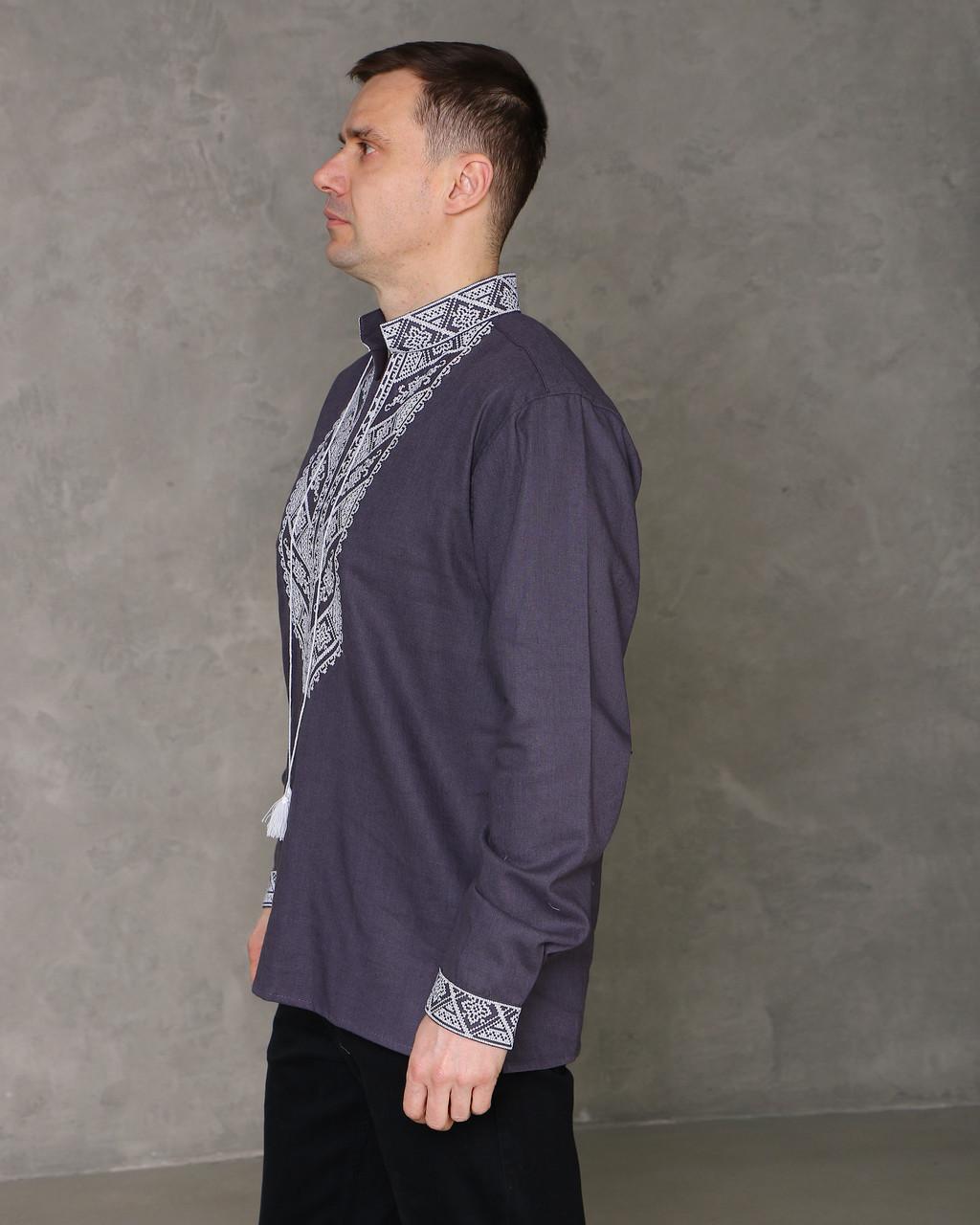 Вышиванка мужская Михаил с белой вишивкой р. 39 (KK-0822/39) - фото 2 Вышиванка мужская Михаил с белой вишивкой р. 39 (KK-0822/39) - фото 2