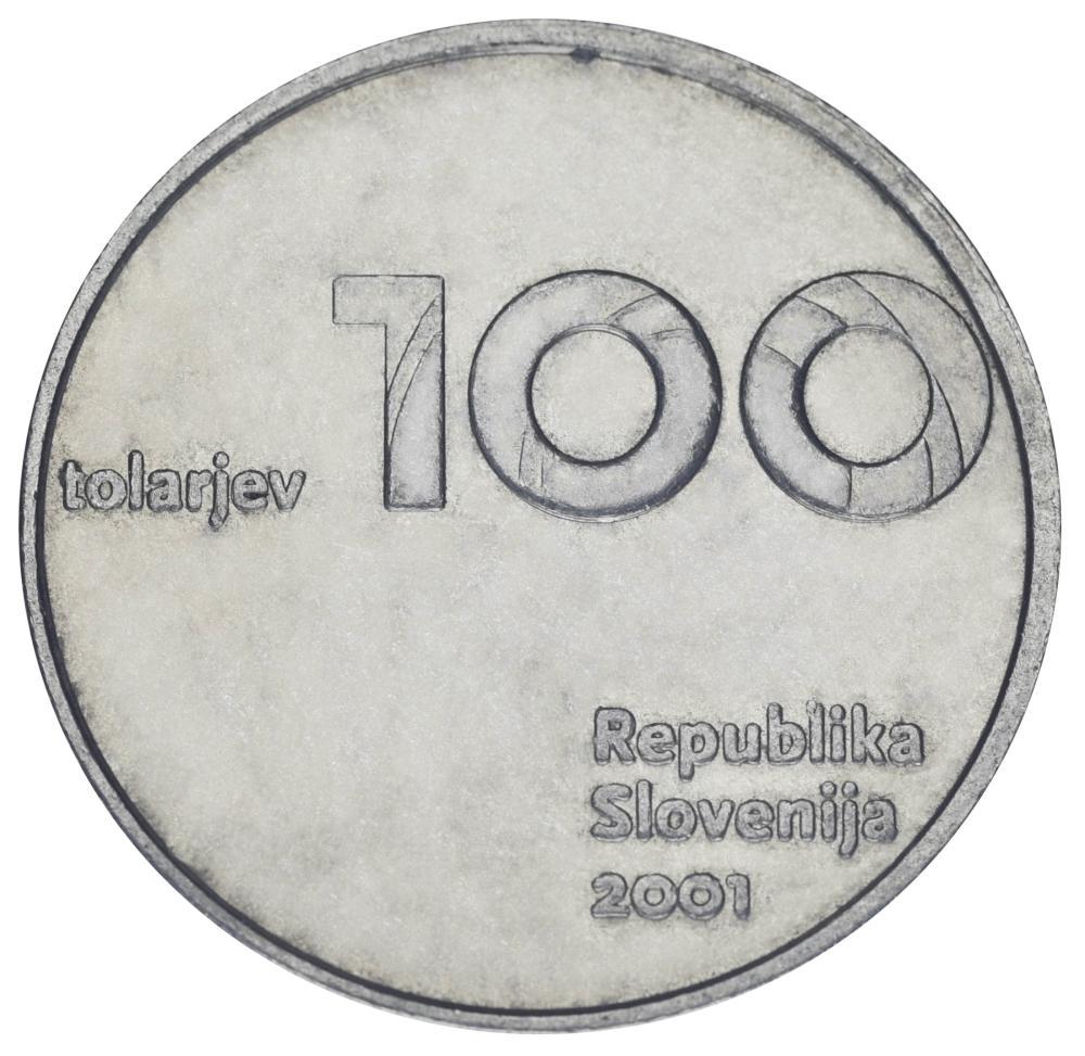 Коллекционная монета Словения 100 толаров 2001 VF-AU (М19548)