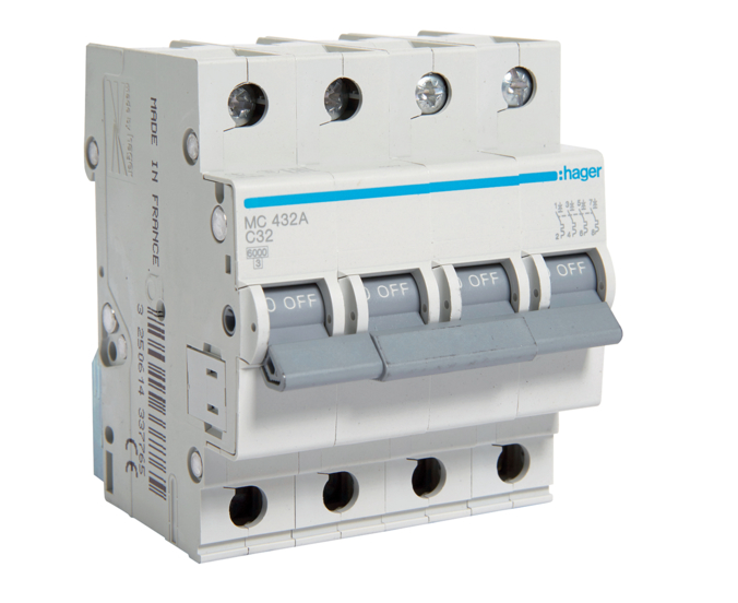 Автоматический выключатель Hager 4P 6kA C-32A (27133287)