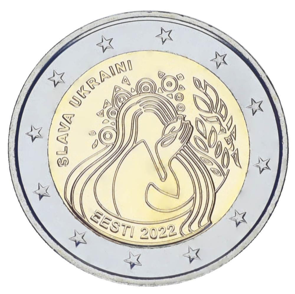 Коллекционная монета Эстония 2 евро 2022 Биметалл UNC Украина (М17285)