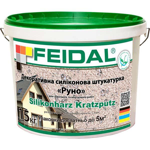 Декоративна штукатурка Feidal Silikonharz Kratzputz силіконова структурна база 1,5 мм 15 кг Білий (1815841098)