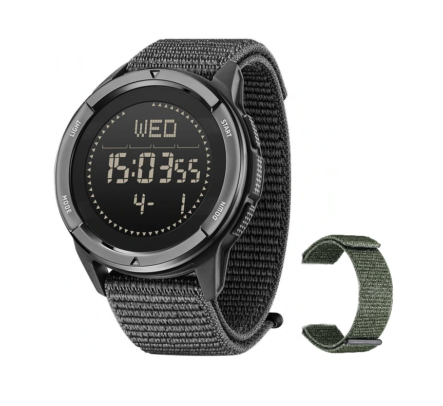 Годинник чоловічий спортивний водостійкий тактичний з компасом North Edge Alps з компасом 2 ремінці Black (11114)