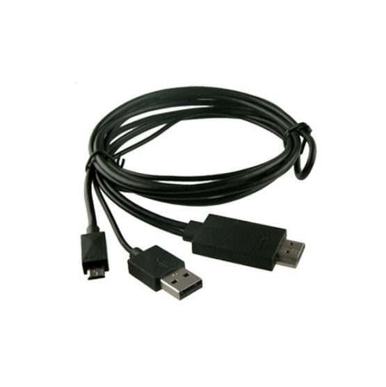 Кабель-переходник MHL Kit USB с MicroUSB на HDMI 5+11pin 2в1 1,8м Black (313245)