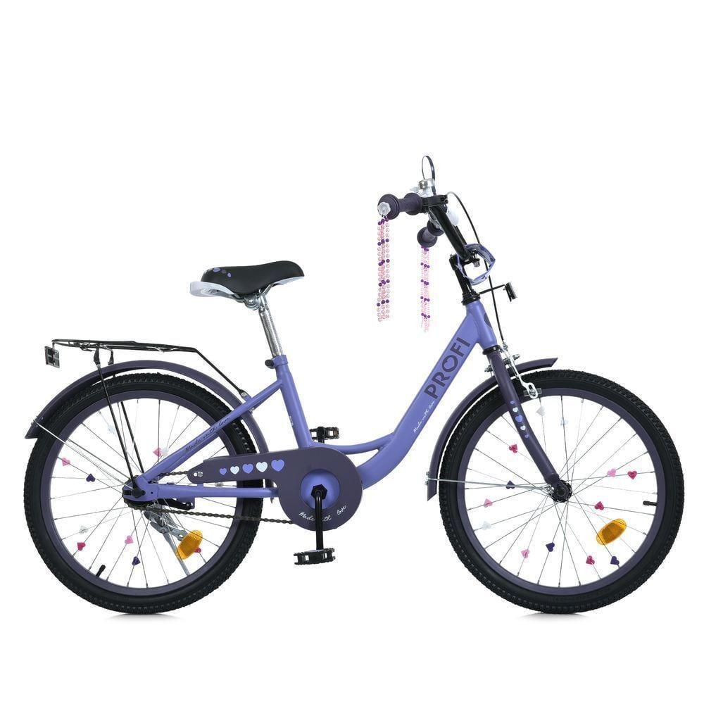 Велосипед для дівчинки PROF1 Princess 20" з багажником Бузковий - фото 2 Велосипед для дівчинки PROF1 Princess 20" з багажником Бузковий - фото 2