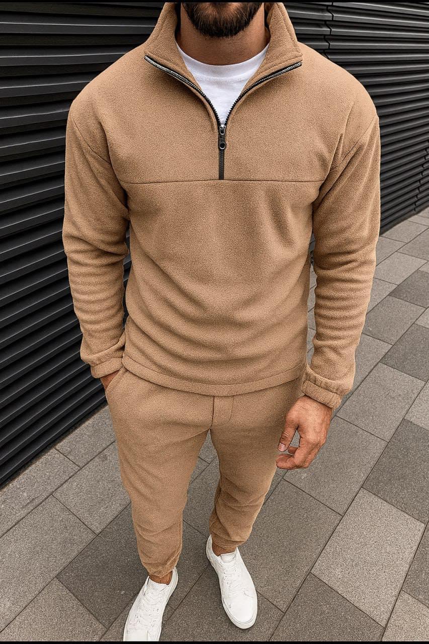 Чоловічий костюм флісовий штани і худі XL Бежевий