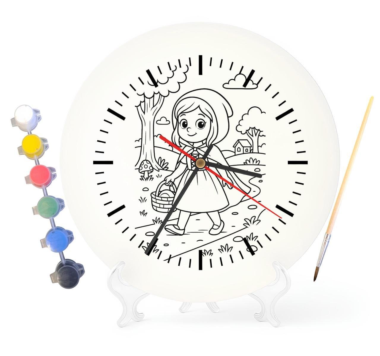Детский набор для творчества часы раскраска по мотивам Красная Шапочка Братья Гримм 30 см (Г0041)