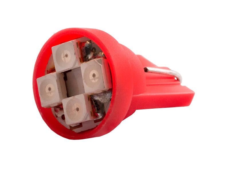 Автолампа светодиодная T10 W5W 12 В SMD3528-4led Красный (149)