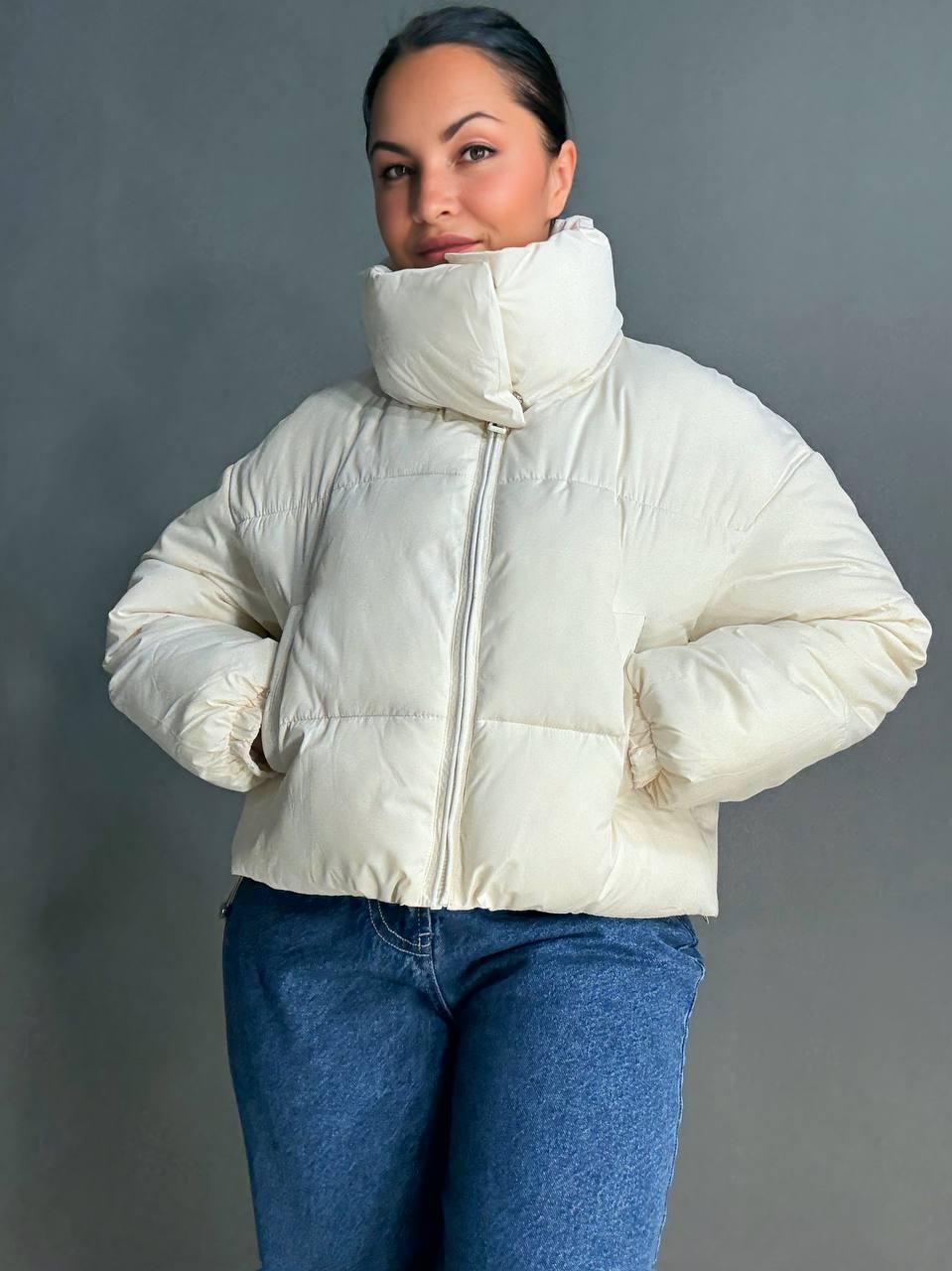Куртка женская LADY YEP 10043 короткая на молнии с воротником р. 44 Белый (4822) - фото 4