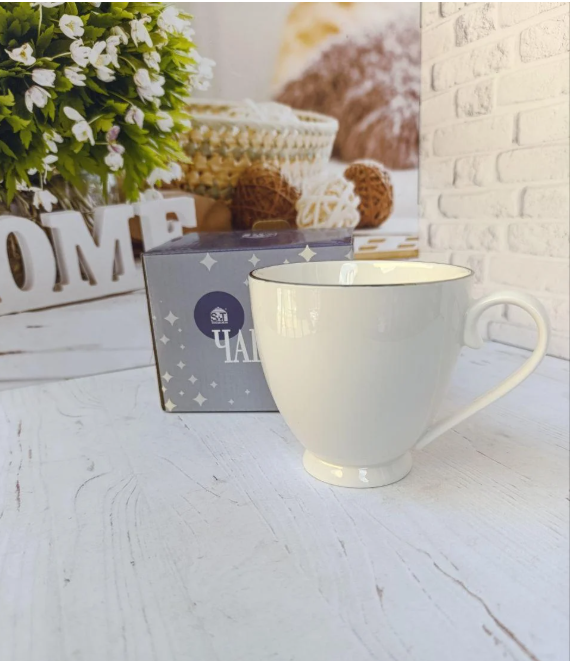 Чашка SNT cрібло порцеляна 440 мл Білий (2225-4) Чашка SNT cрібло порцеляна 440 мл Білий (2225-4)