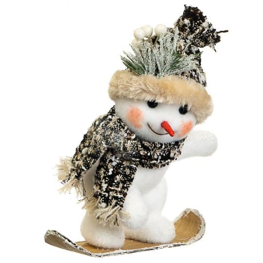 Фигурка декоративная Снеговик сноубордист из ткани и пенопласта 27 см Белый с коричневым (150-81-010NS) Фигурка декоративная Снеговик сноубордист из ткани и пенопласта 27 см Белый с коричневым (150-81-010NS)