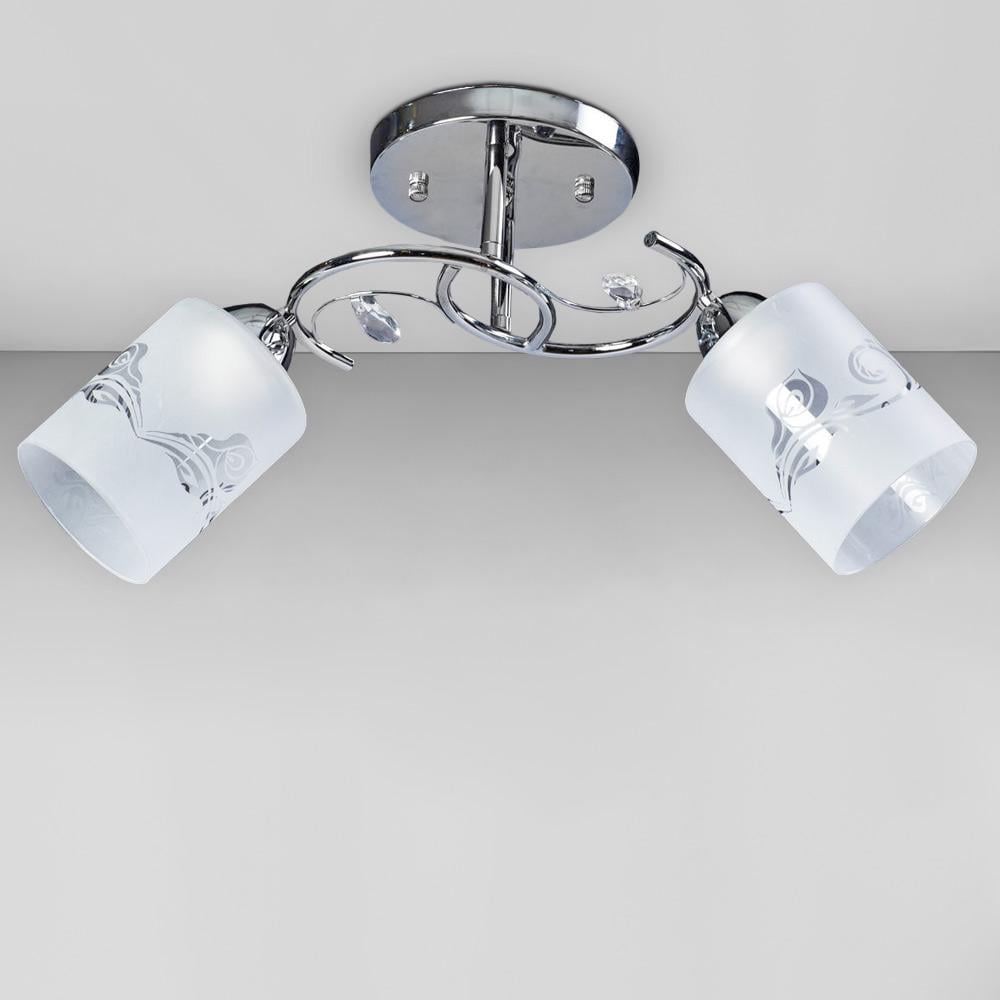 Люстра потолочная Light House SH-20386/2C CR белые плафоны с узором Хром