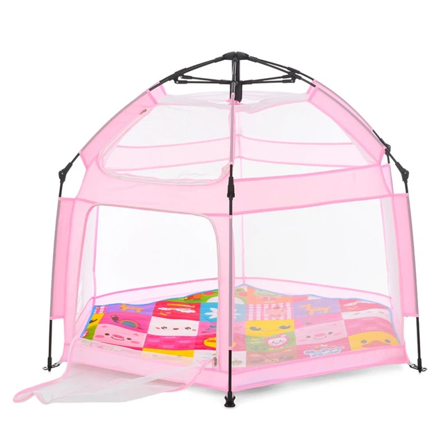 Палатка-манеж с москитными сетками и ковриком 146х127х110 см Розовый