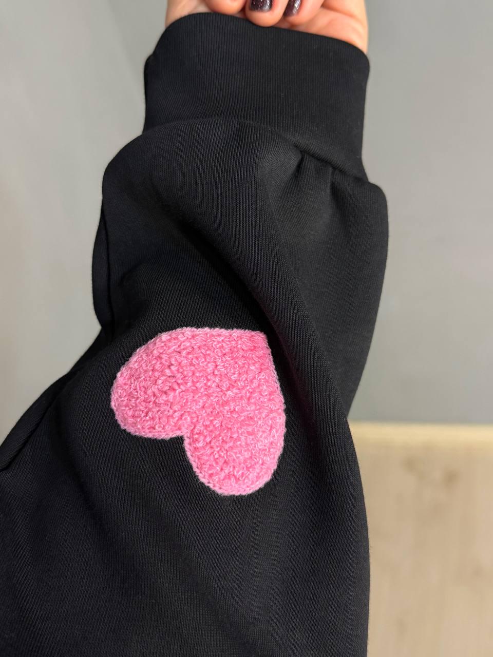 Свитшот женский W 2975 удлиненный махровые сердца OS Черный (2407) - фото 7 Свитшот женский W 2975 удлиненный махровые сердца OS Черный (2407) - фото 7