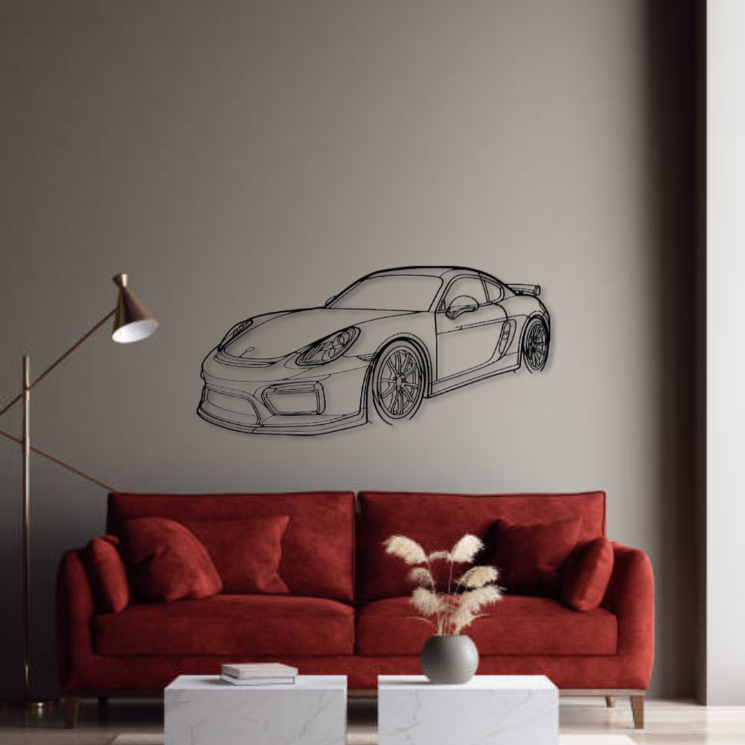 Декор на стену авто Porsche Cayman 981 GT4 из металла 100 см (auto9)