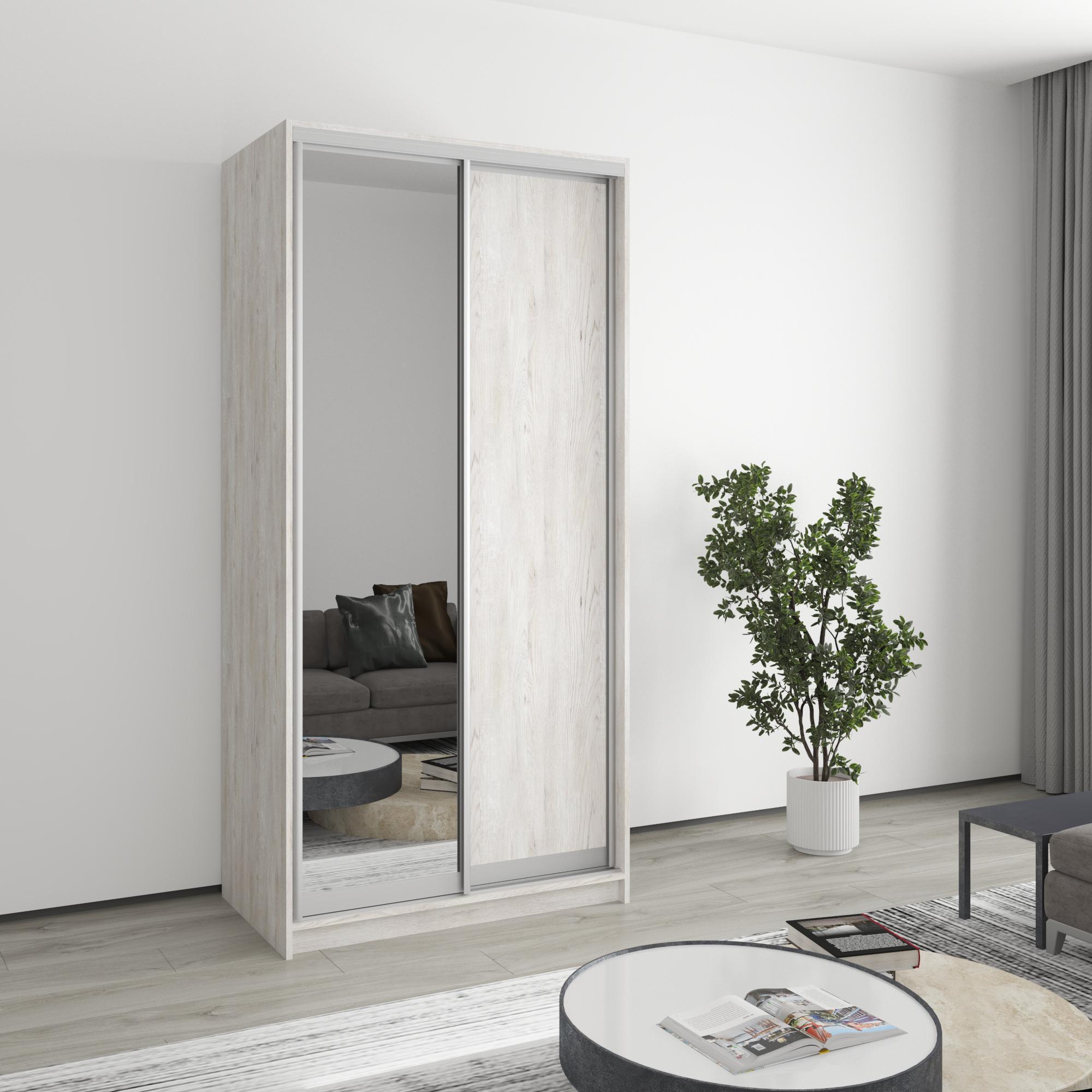 Шафа-купе дводверна MebelStar Стандарт AL ДСП/дзеркало 100x60x210 см Аляска сірий (MBS-2450) Шафа-купе дводверна MebelStar Стандарт AL ДСП/дзеркало 100x60x210 см Аляска сірий (MBS-2450)