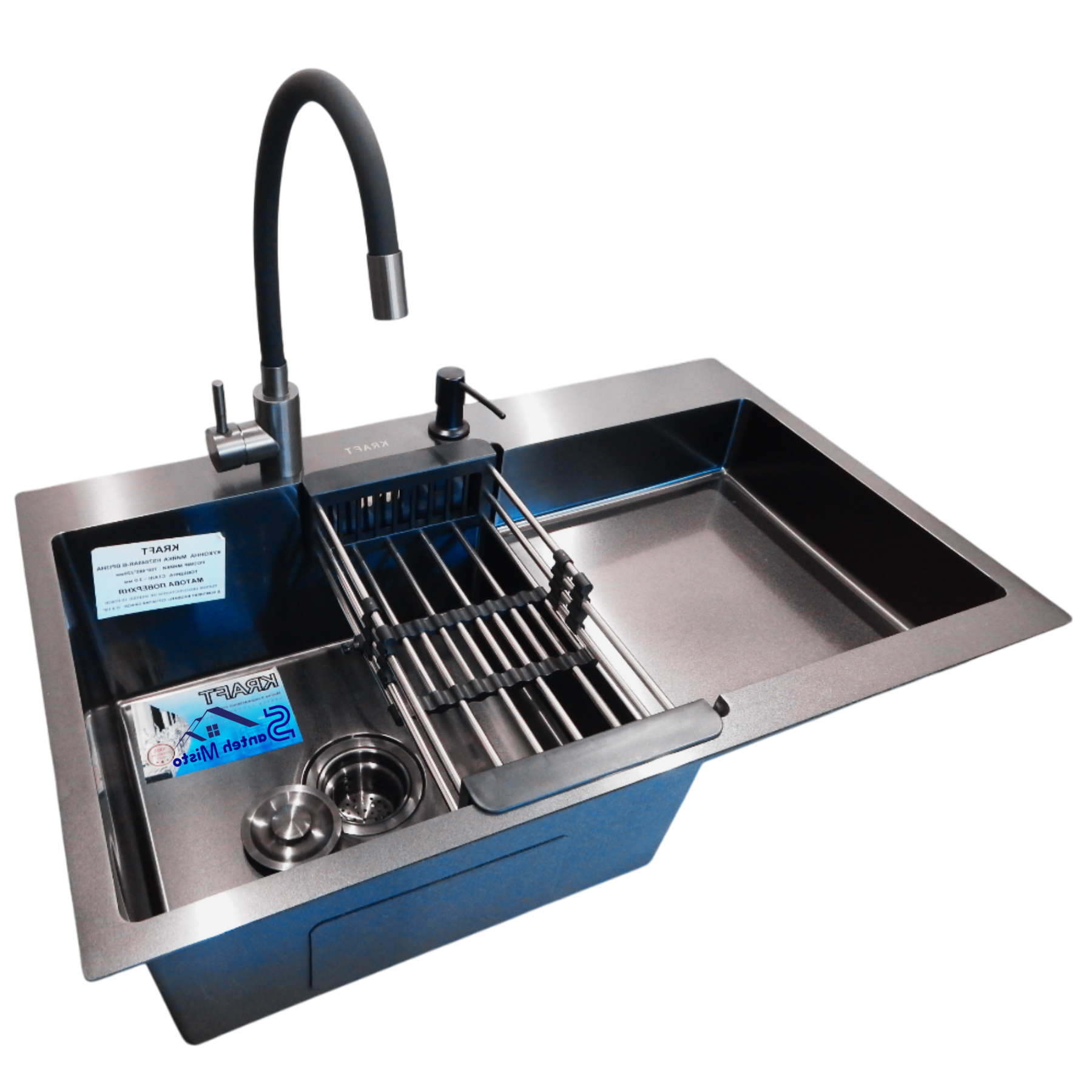 Комплект кухонной мойки Kraft HM 7848ALB PVD 3,0/1,0 мм (39435)