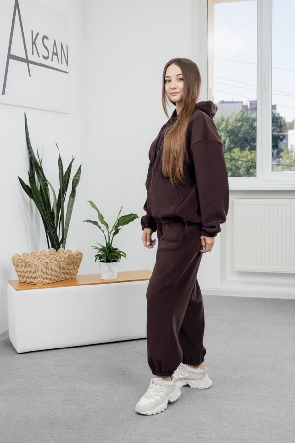 Спортивный костюм женский AKSAN зимний флисовый двойка XS Коричневый (25.2789_brown_40(XS)) - фото 2