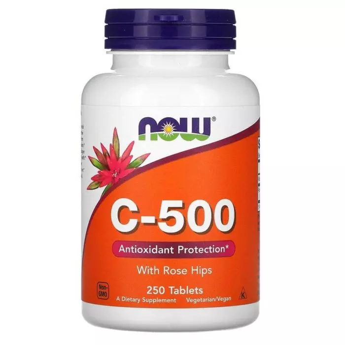 Вітамін C-500 Now Foods With Rose Hips 250 таблеток (NF0672)