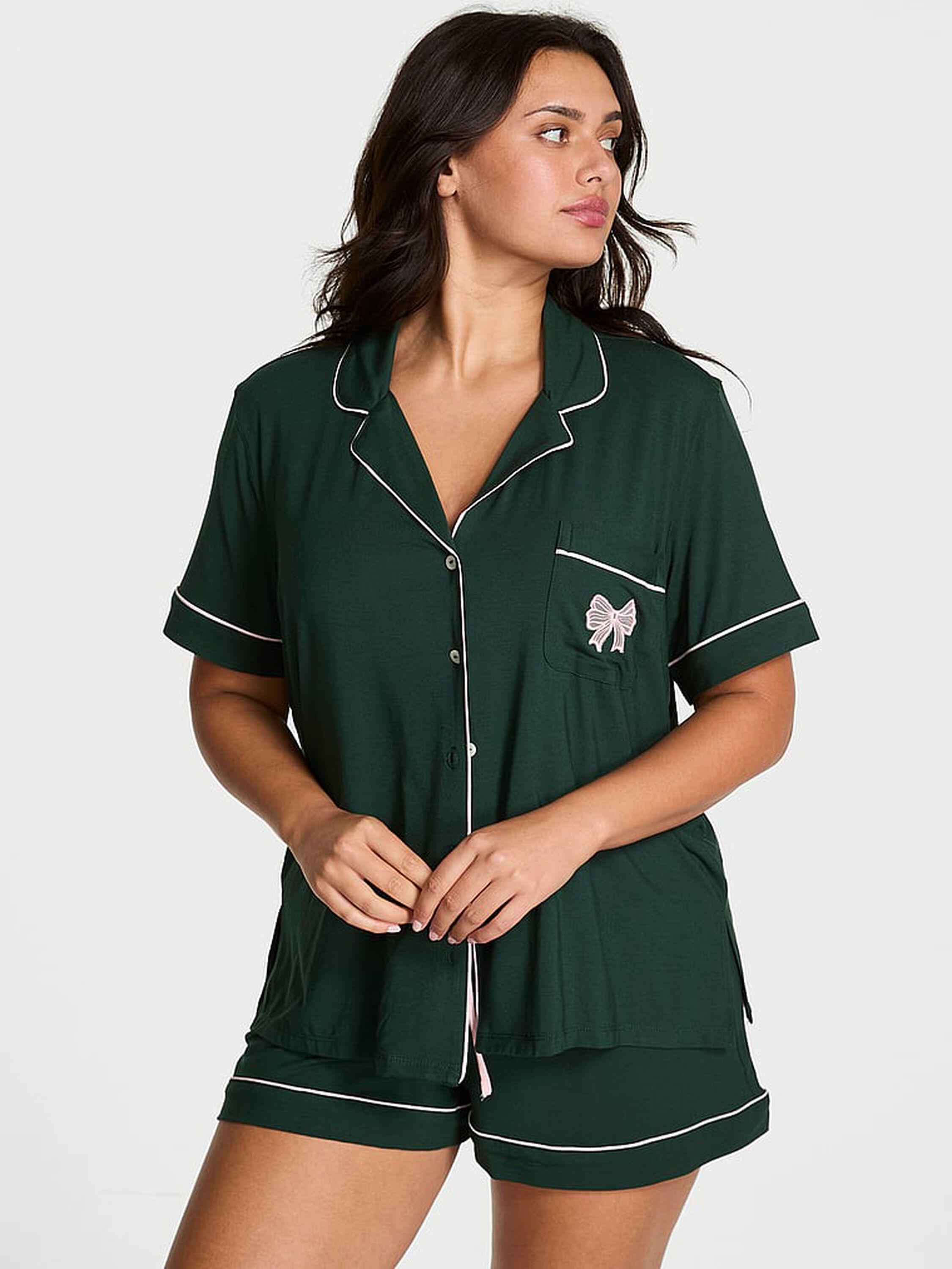 Пижама котоновая Victoria's Secret Modal Soft Bow Short Pajama Set XS Зеленый (27178629D)